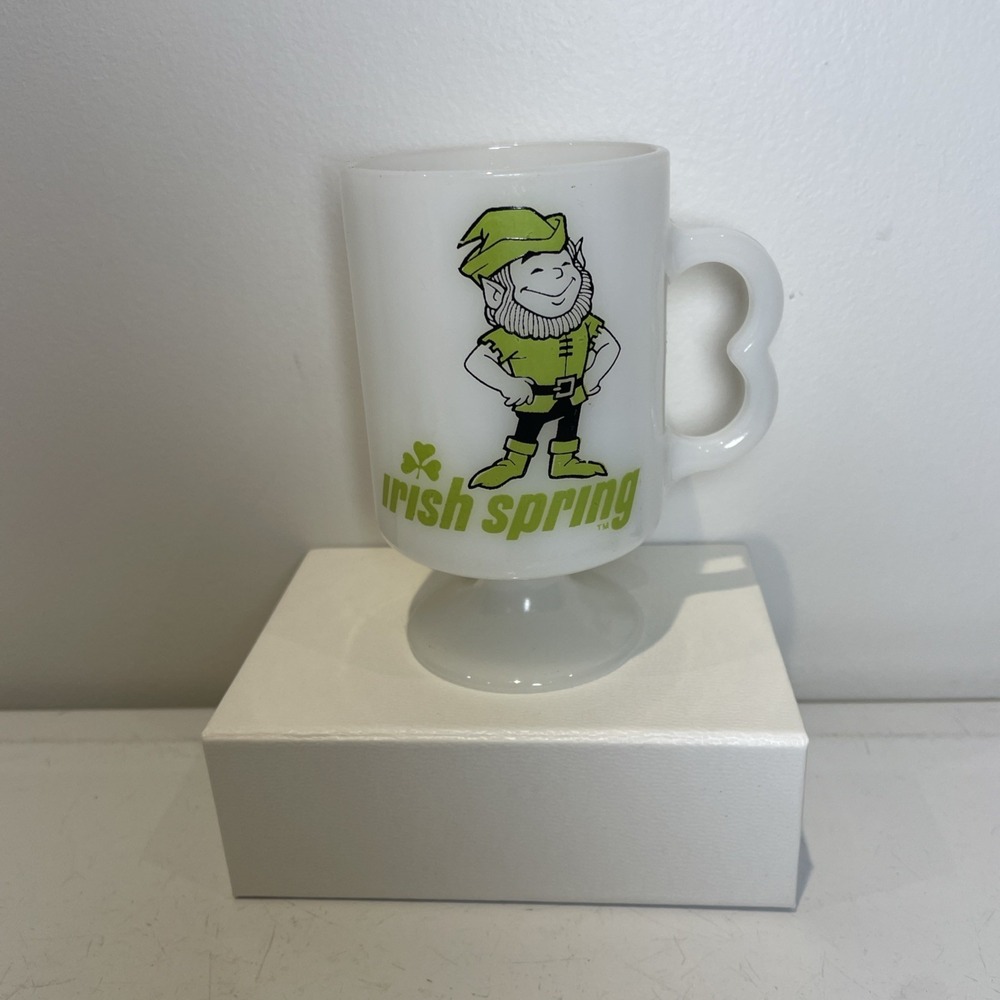 Milk Glass Irish Spring Collectable Advertising Mug Vintage